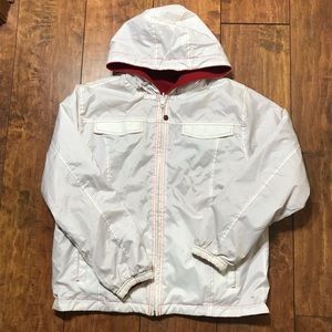 Reversible red/white Windbreaker / fleece jacket
